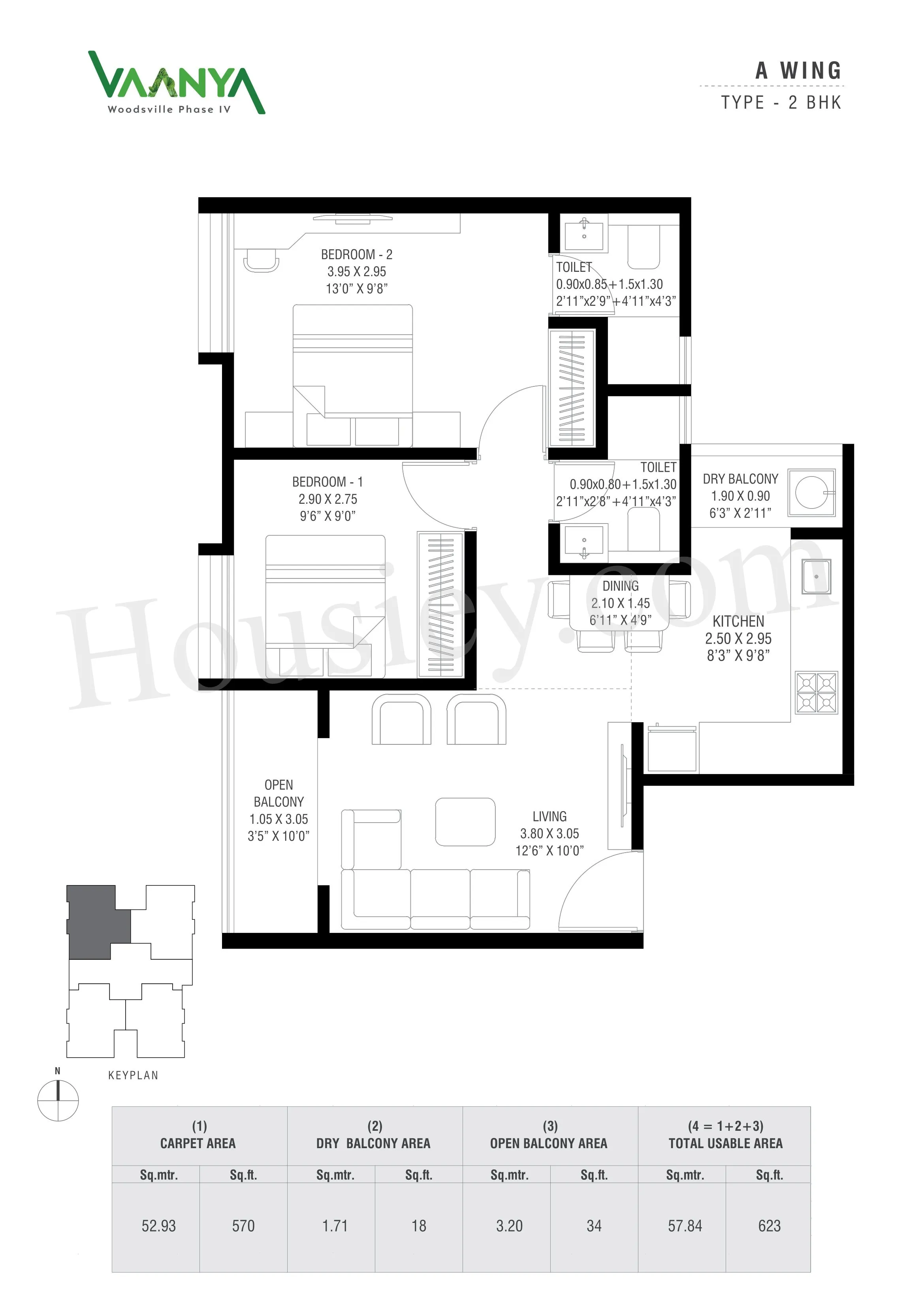 Vaanya Woodsville Phase 4 Unit plan - 623 sq.ft.